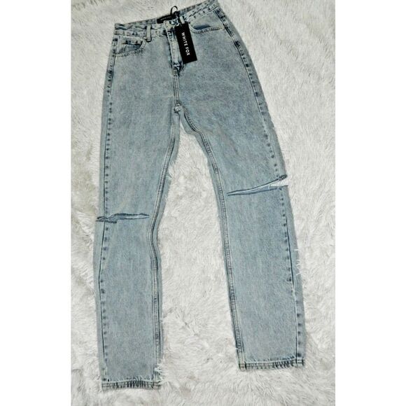 White Fox Jeans Size Small She's All That‎ Straight Leg High Waisted Blue Denim - Picture 7 of 11